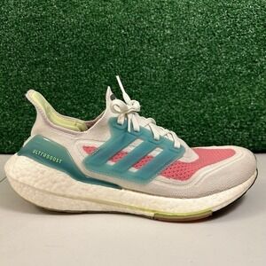Adidas Ultraboost 21‎ Womens 8.5 Blue Pink White Shoes Sneaker Athletic Running